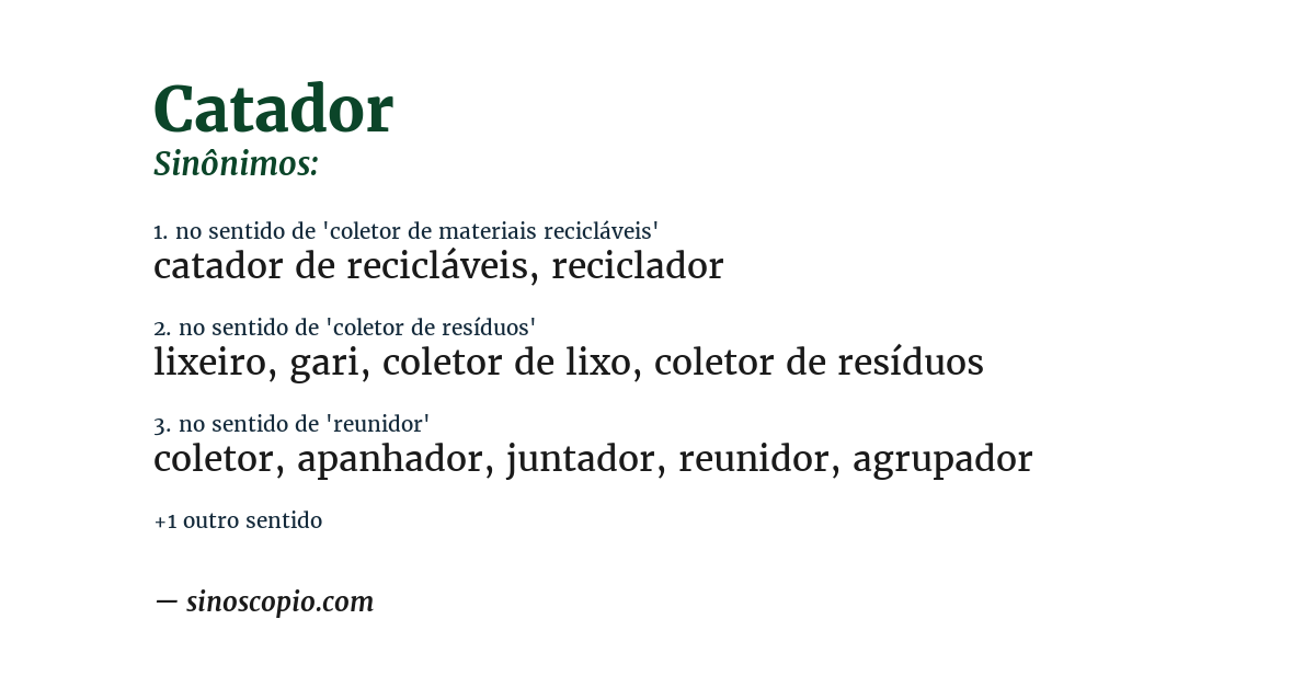 Sinônimo de catador