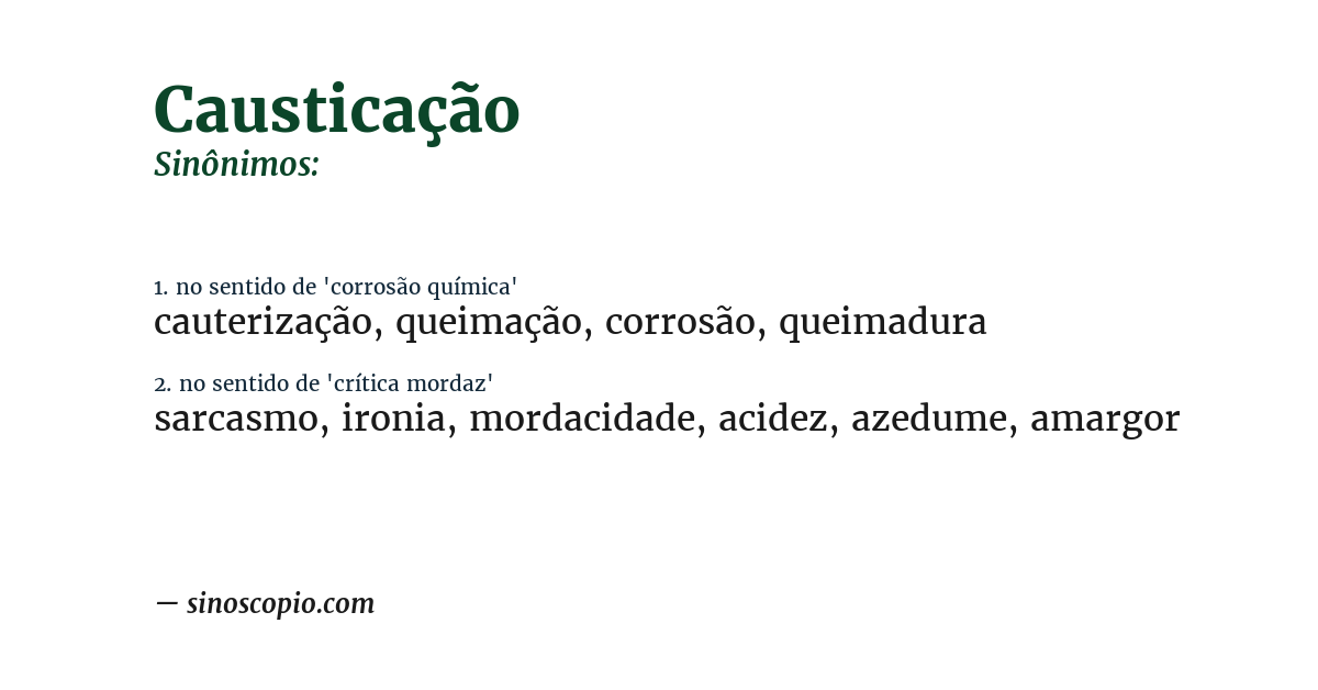 Sinônimo de causticação