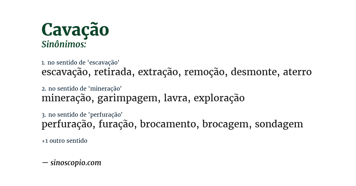 Sinônimo de cavação