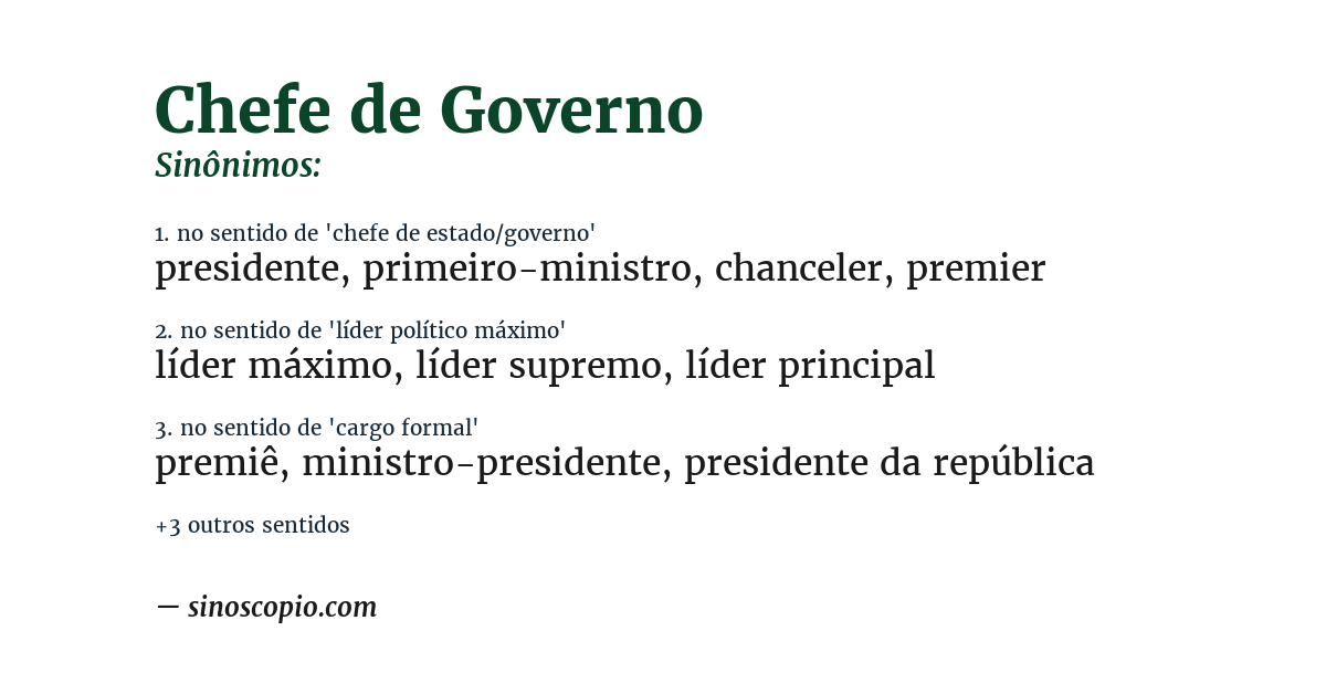 Sinônimo de chefe de governo