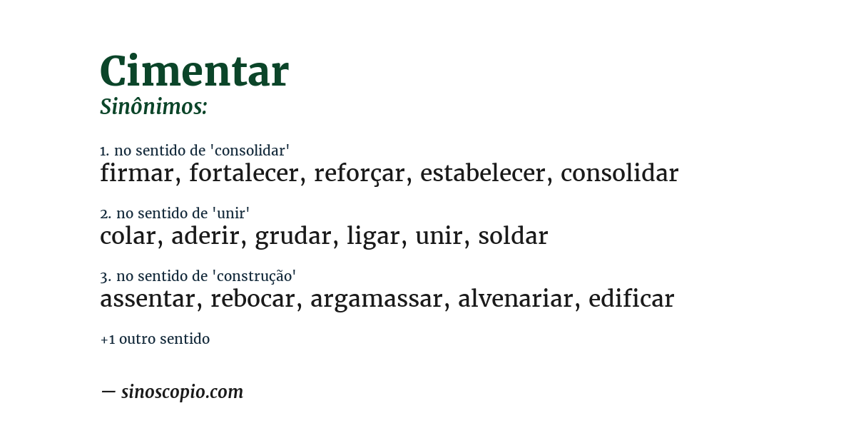Sinônimo de cimentar