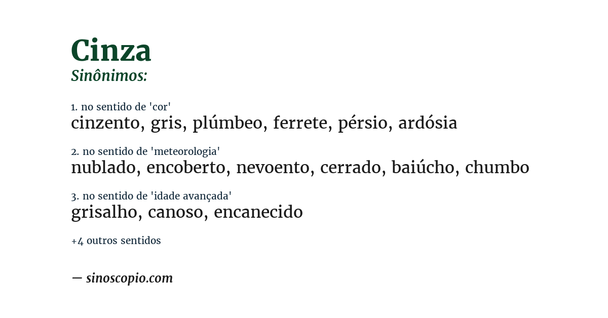 Sinônimo de cinza