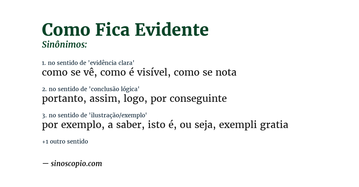 Sinônimo de como fica evidente