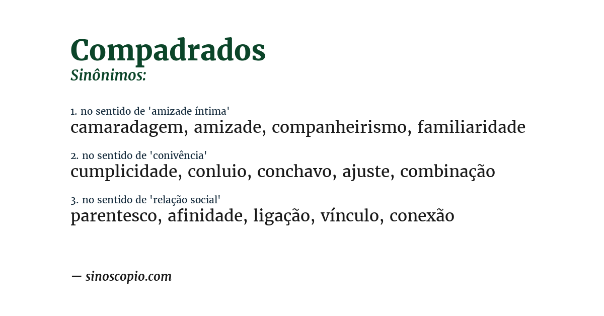 Sinônimo de compadrados