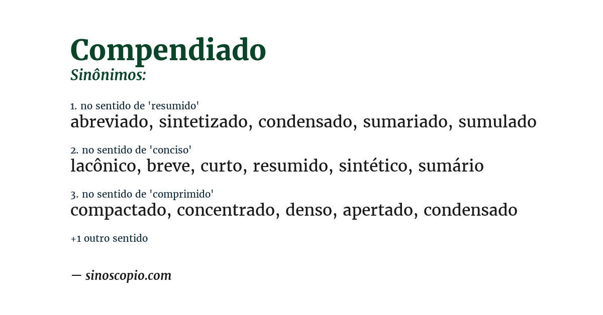 Sinônimo de compendiado