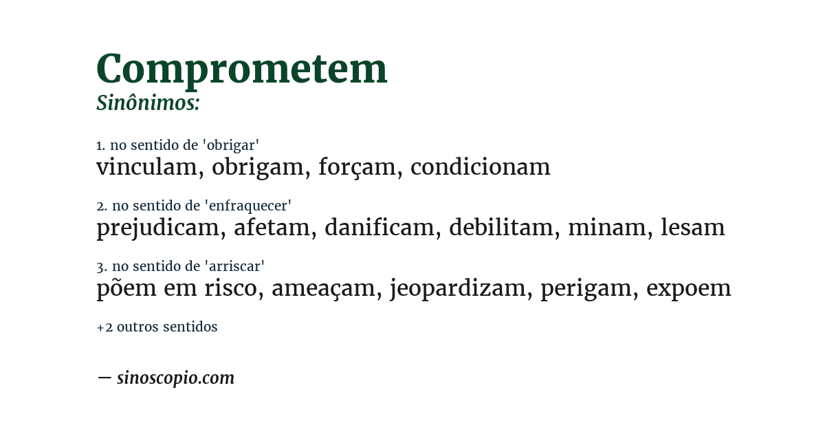 Sinônimo de comprometem