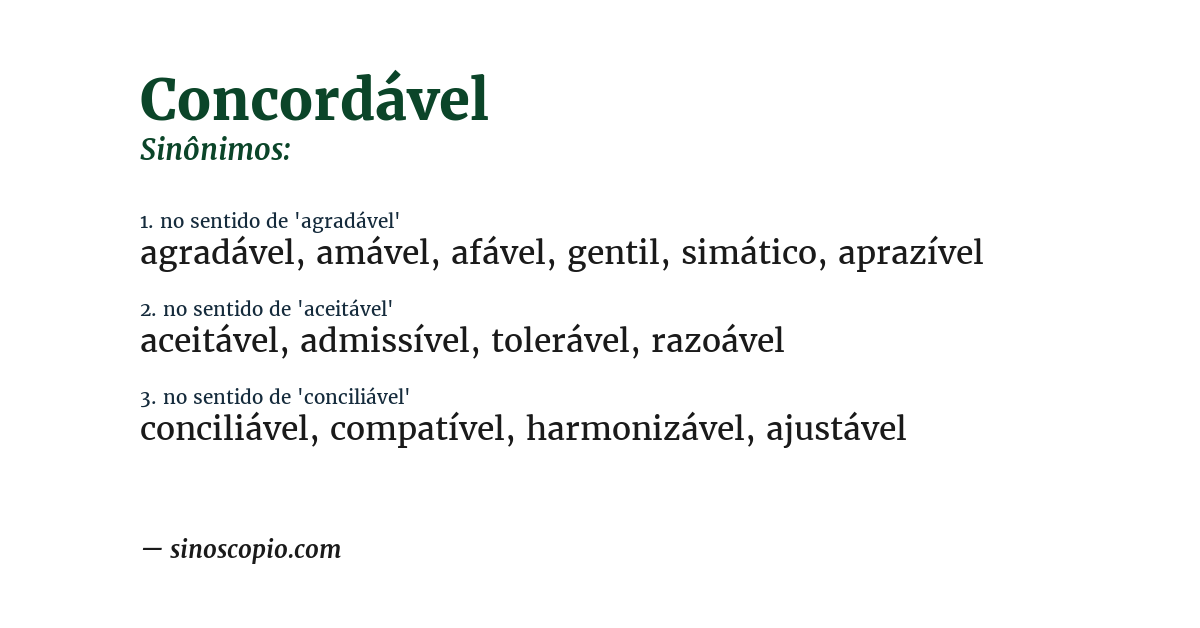 Sinônimo de concordável
