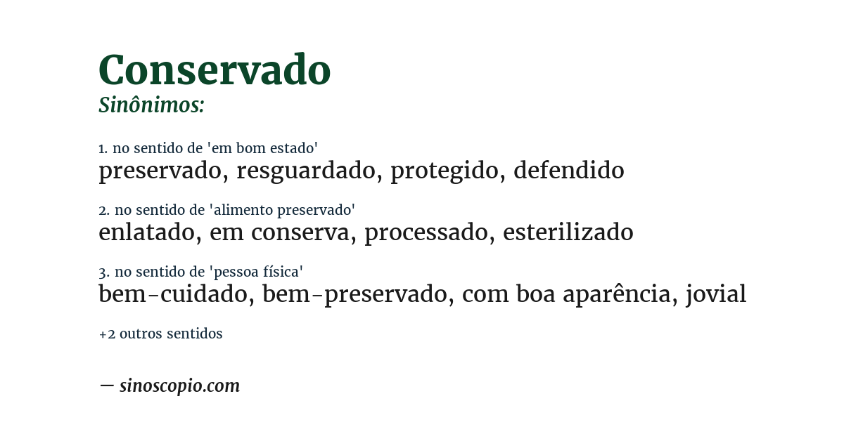 Sinônimo de conservado