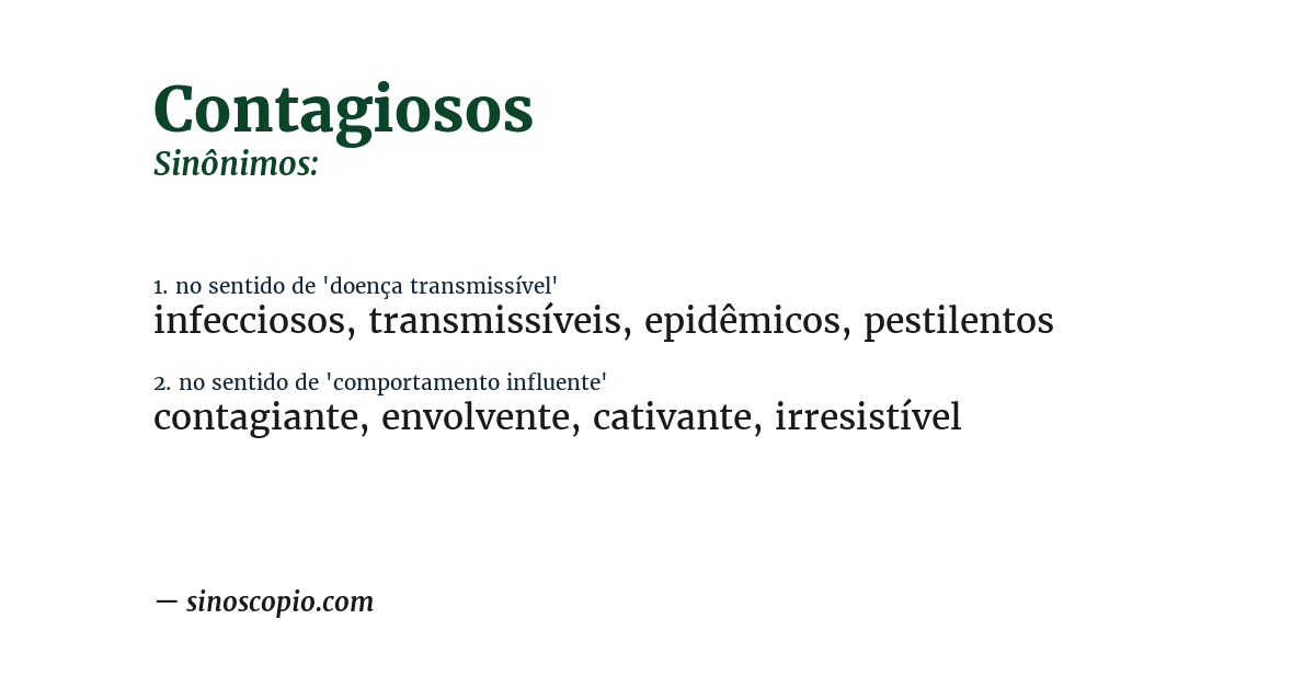 Sinônimo de contagiosos