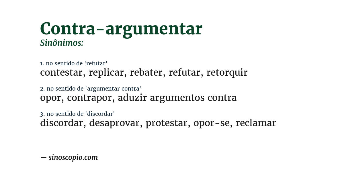 Sinônimo de contra-argumentar