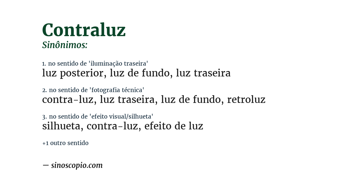 Sinônimo de contraluz