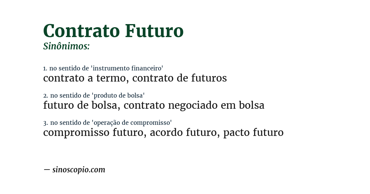 Sinônimo de contrato futuro