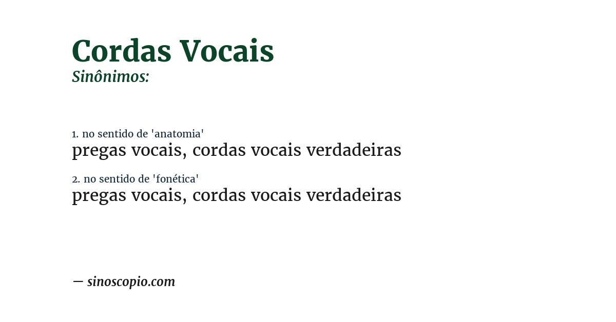Sinônimo de cordas vocais