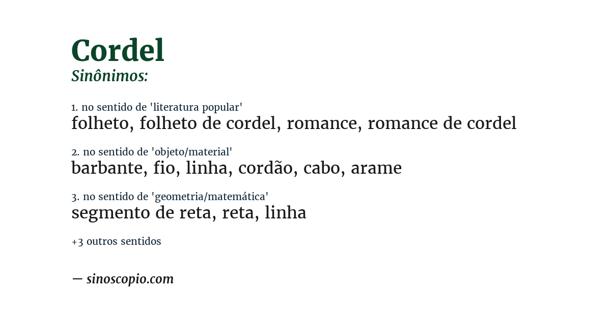 Sinônimo de cordel