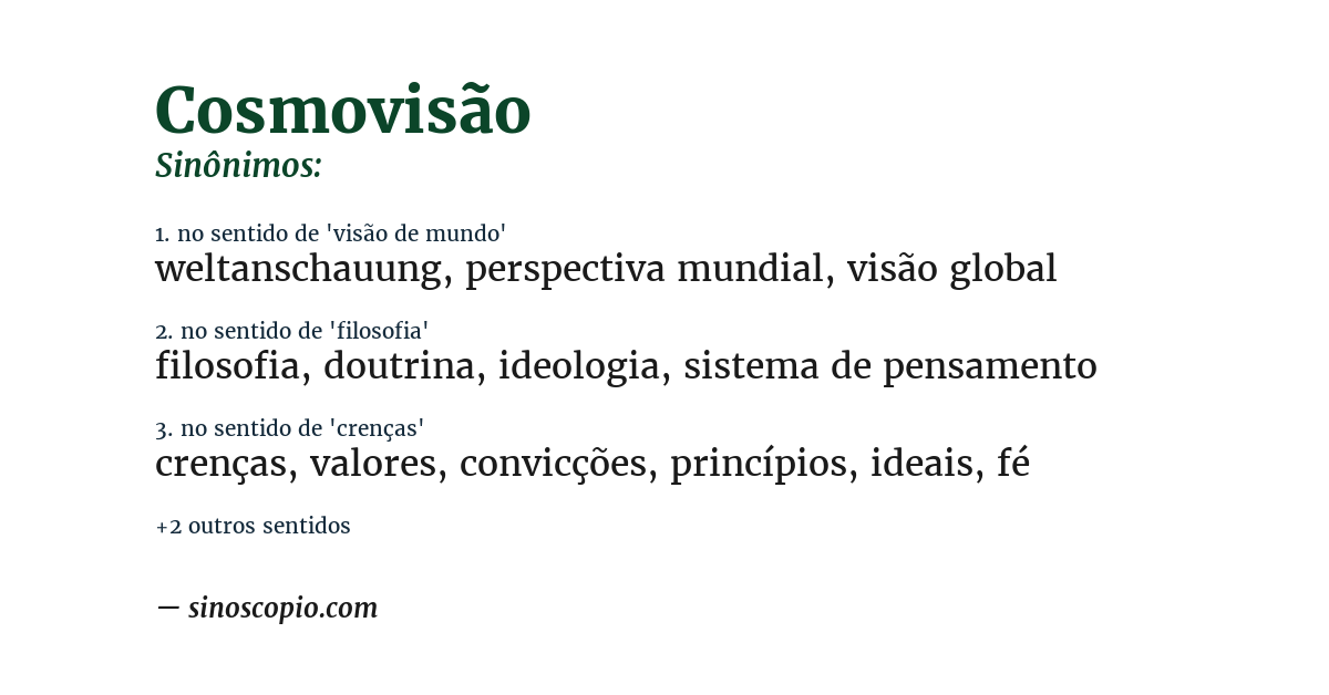 Sinônimo de cosmovisão
