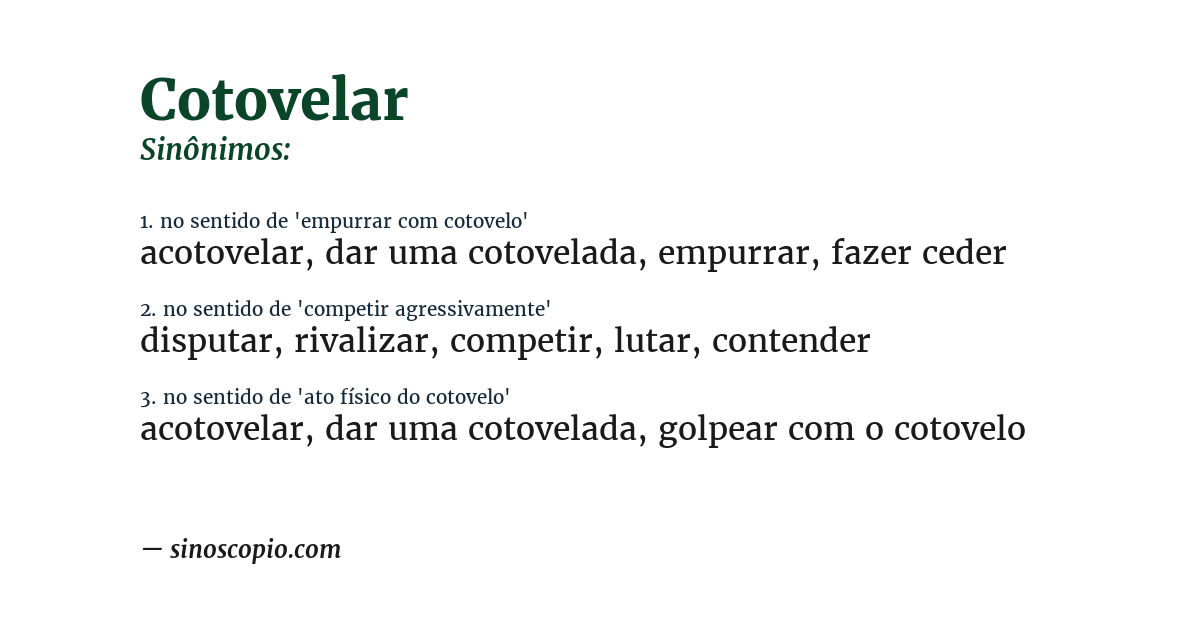 Sinônimo de cotovelar