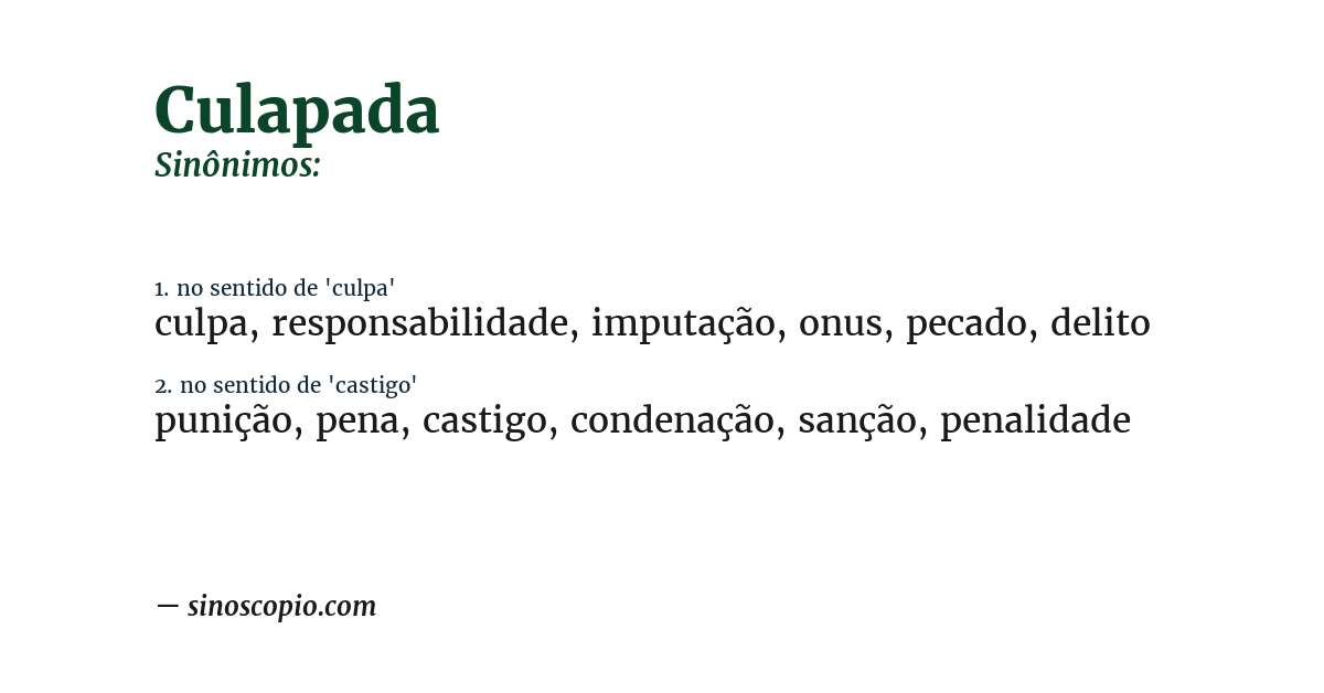 Sinônimo de culapada