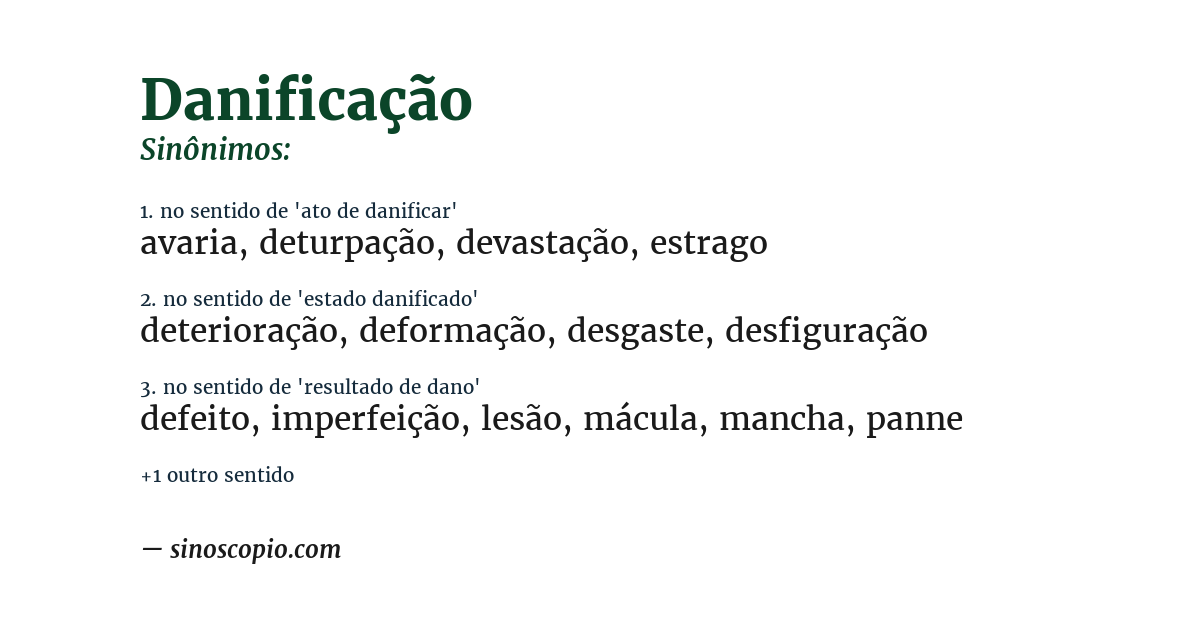 Sinônimo de danificação