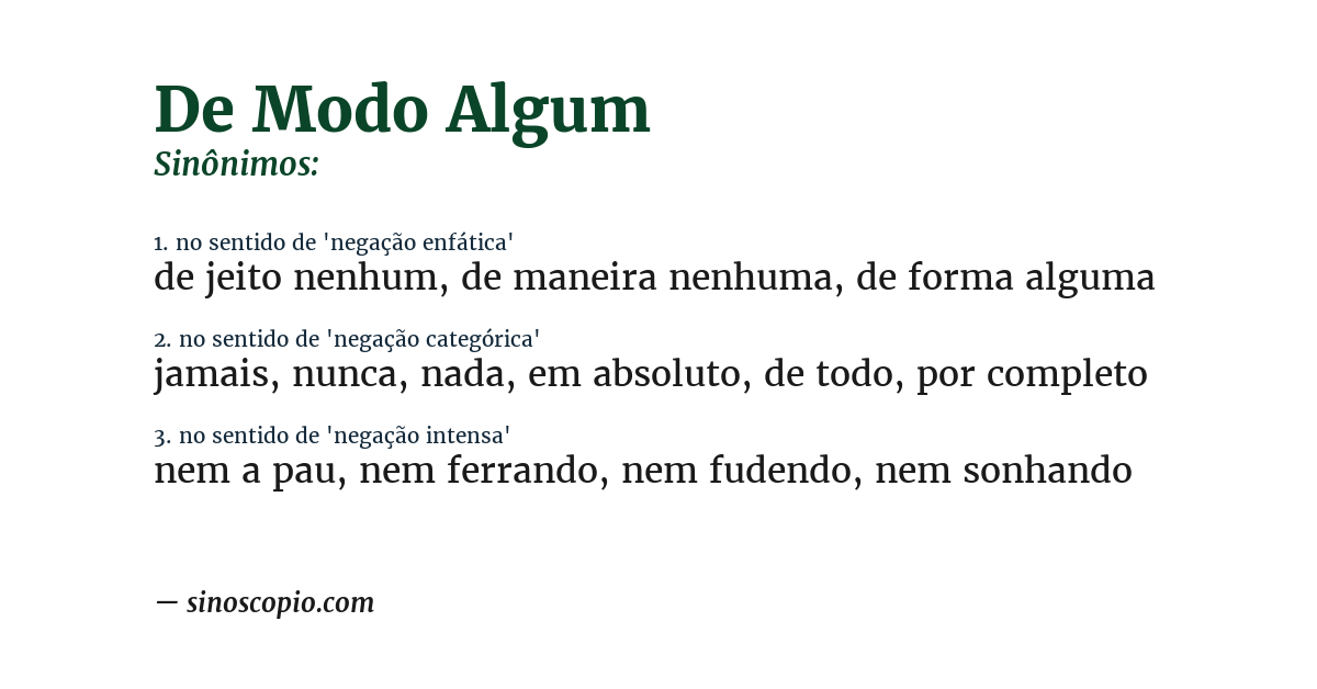 Sinônimo de de modo algum