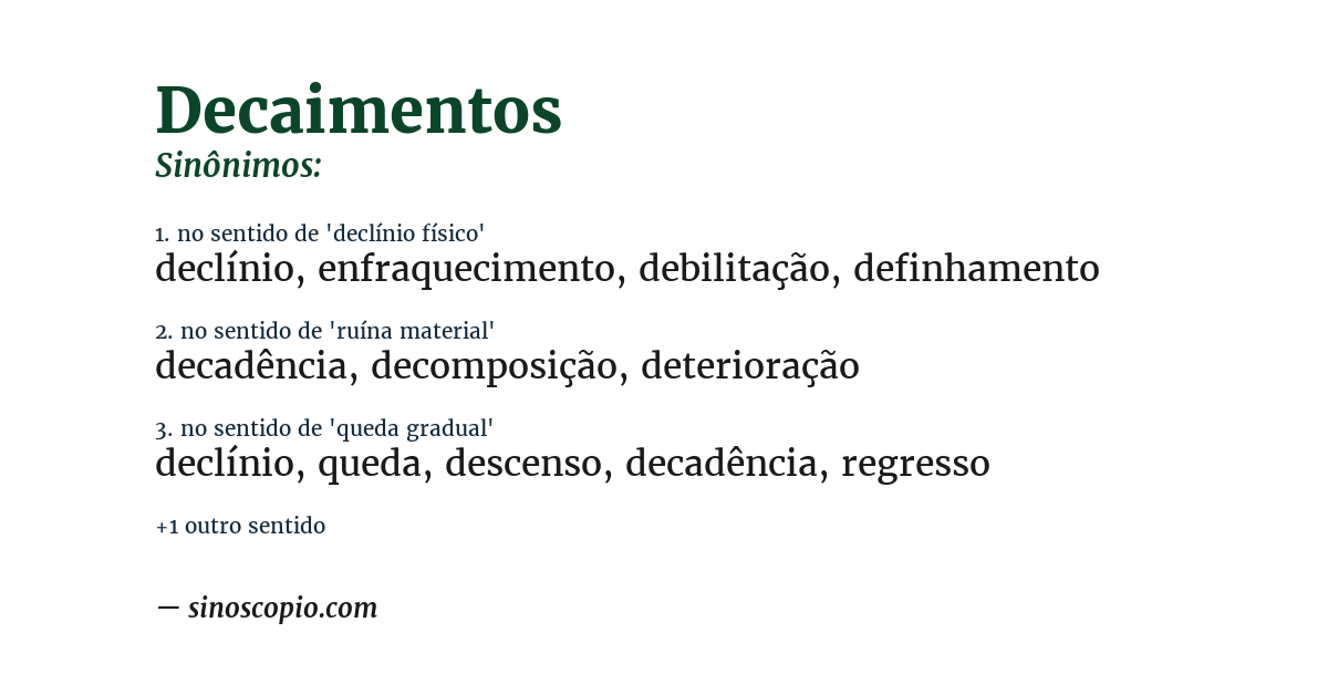 Sinônimo de decaimentos