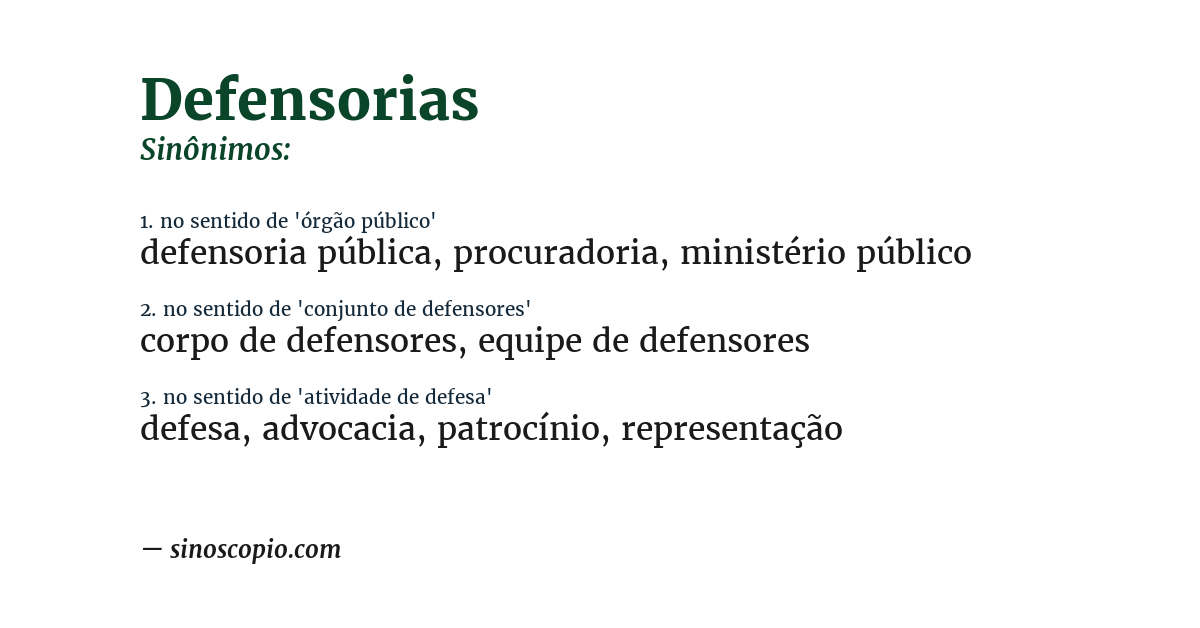 Sinônimo de defensorias