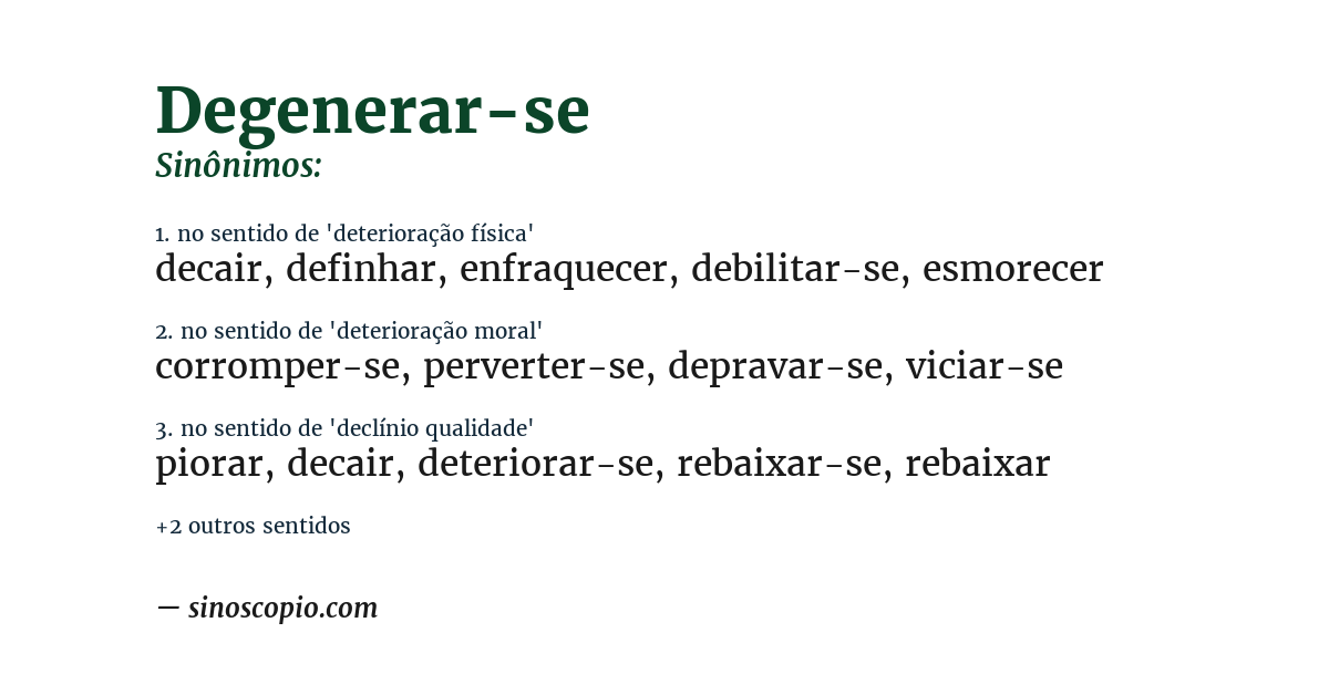 Sinônimo de degenerar-se