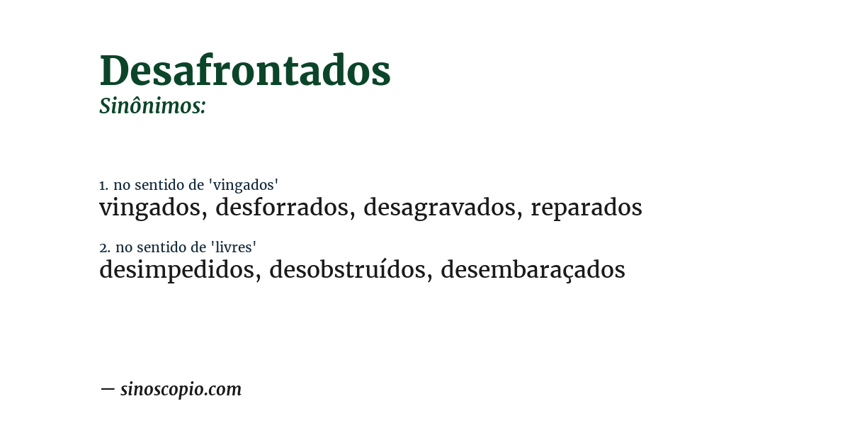 Sinônimo de desafrontados