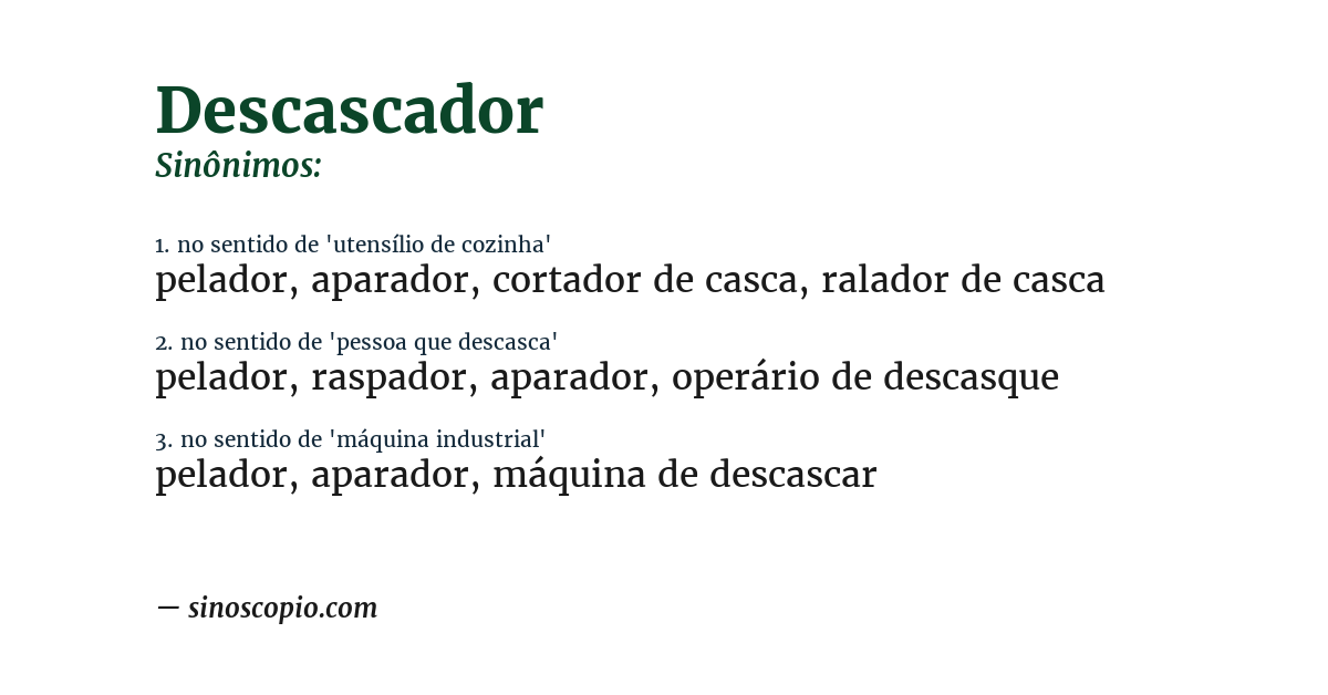 Sinônimo de descascador