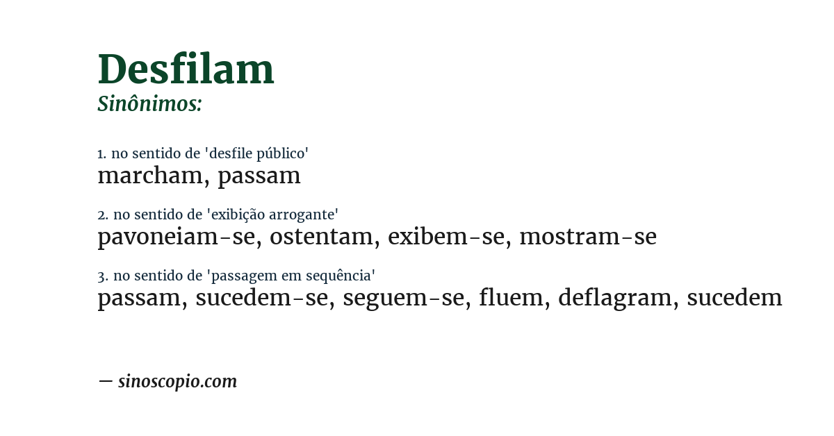 Sinônimo de desfilam