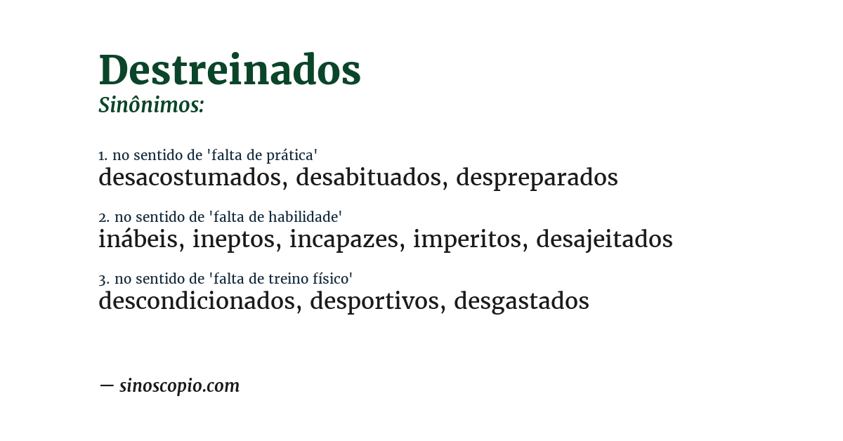 Sinônimo de destreinados