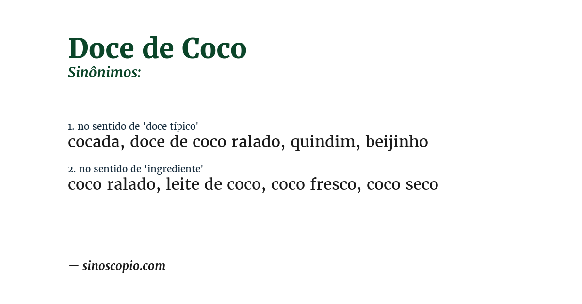 Sinônimo de doce de coco