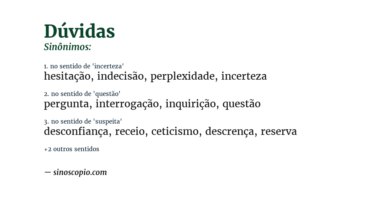 Sinônimo de dúvidas