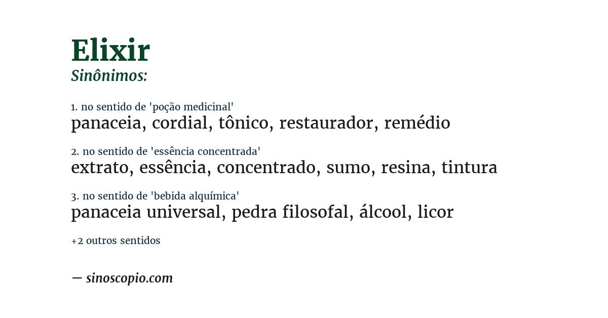 Sinônimo de elixir