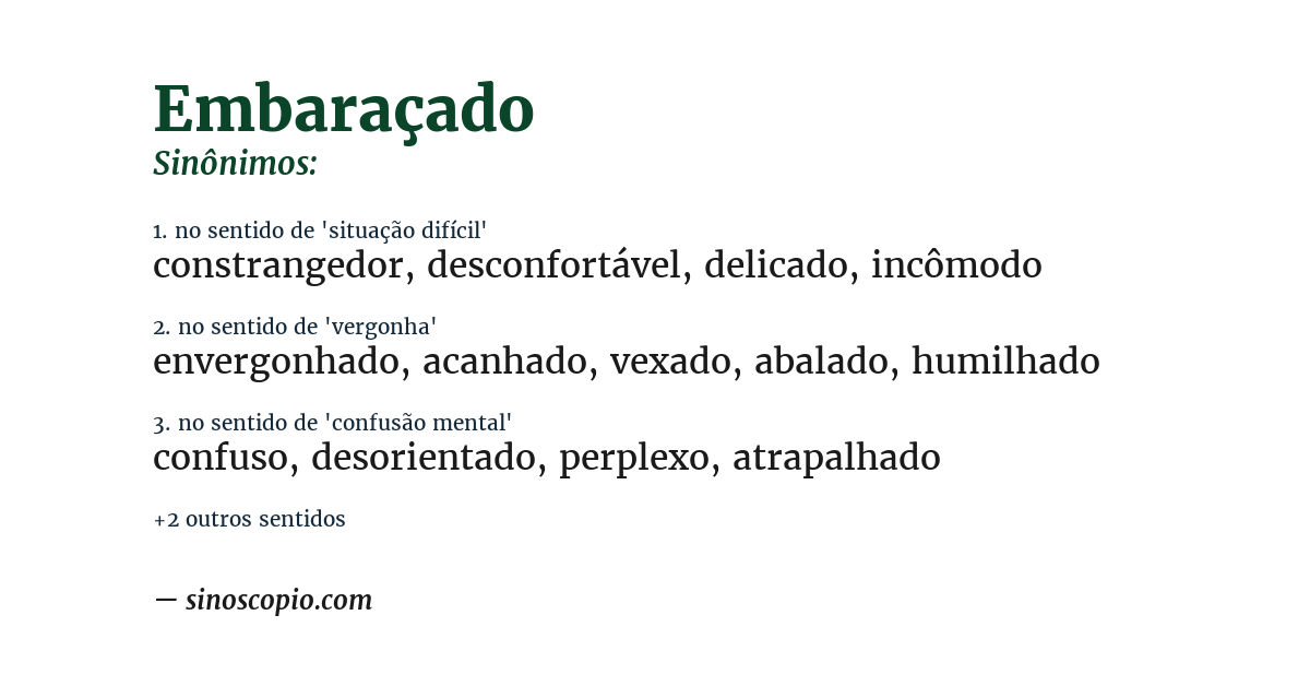 Sinônimo de embaraçado