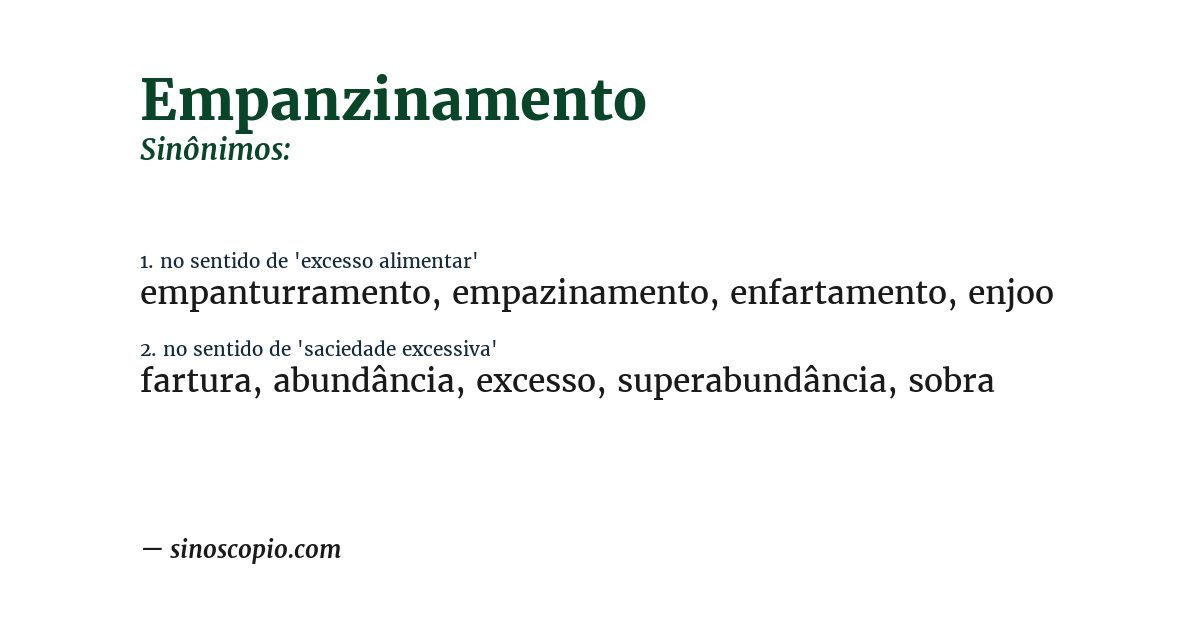Sinônimo de empanzinamento
