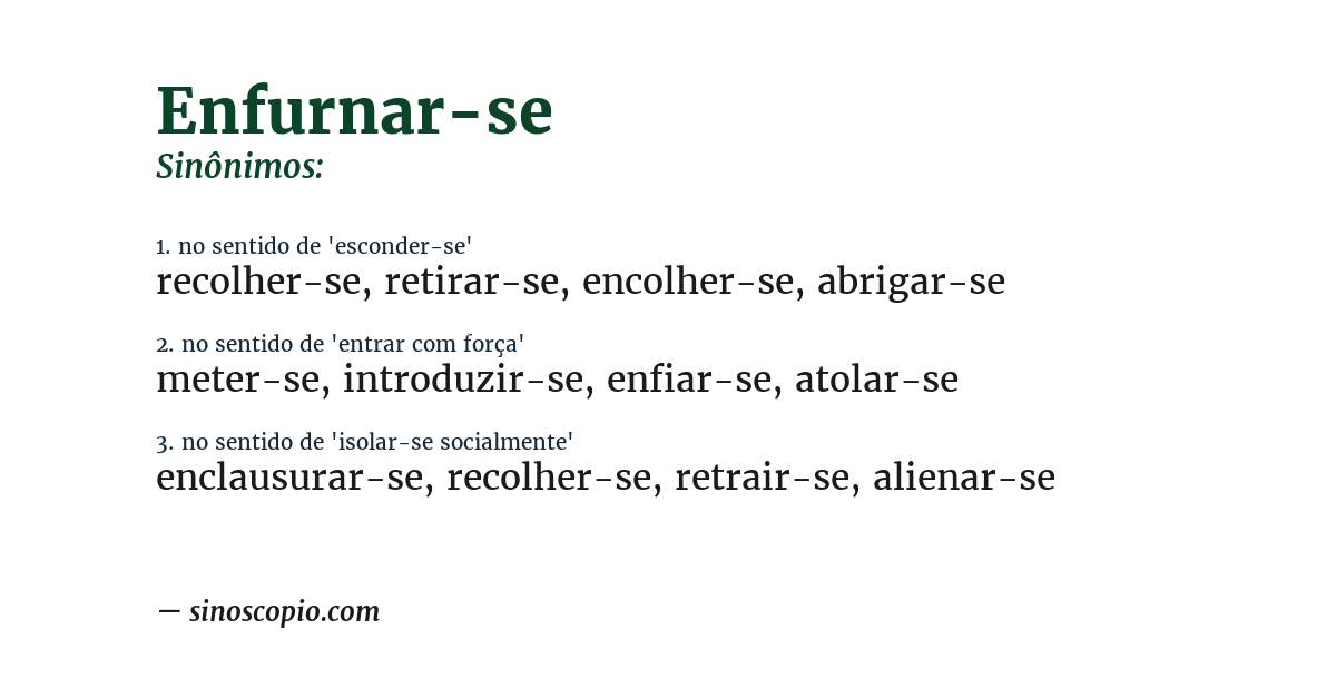 Sinônimo de enfurnar-se
