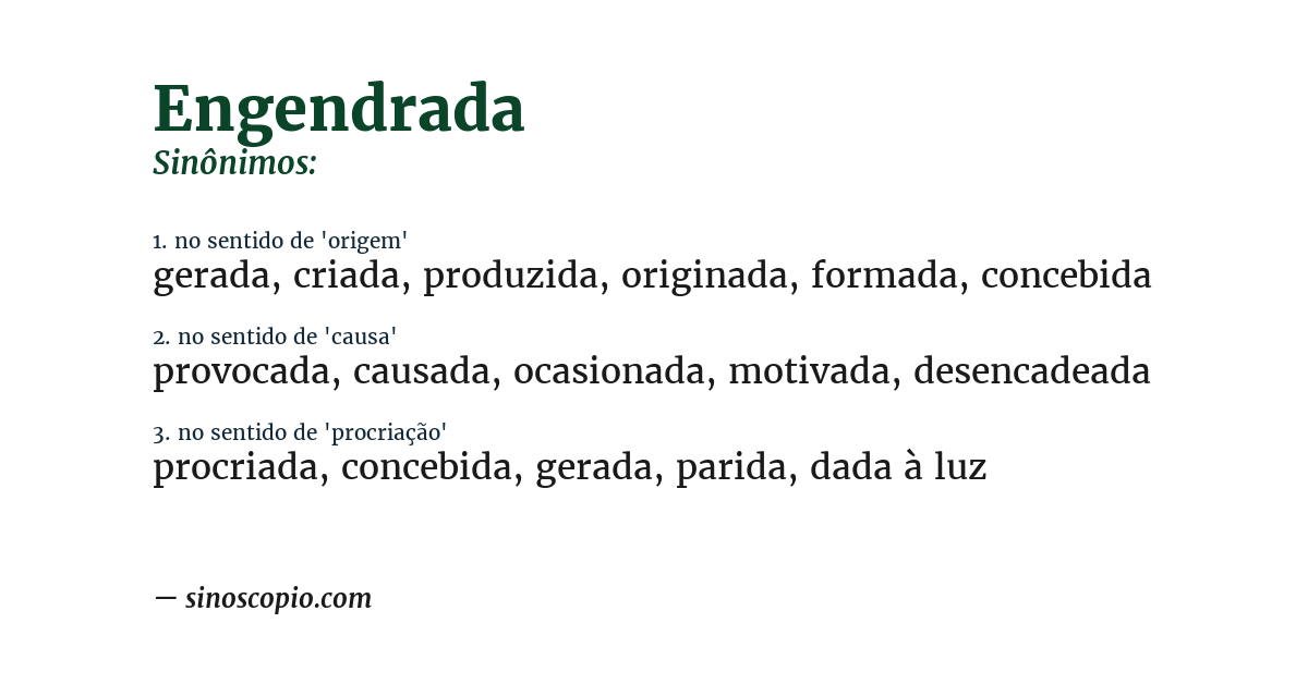 Sinônimo de engendrada