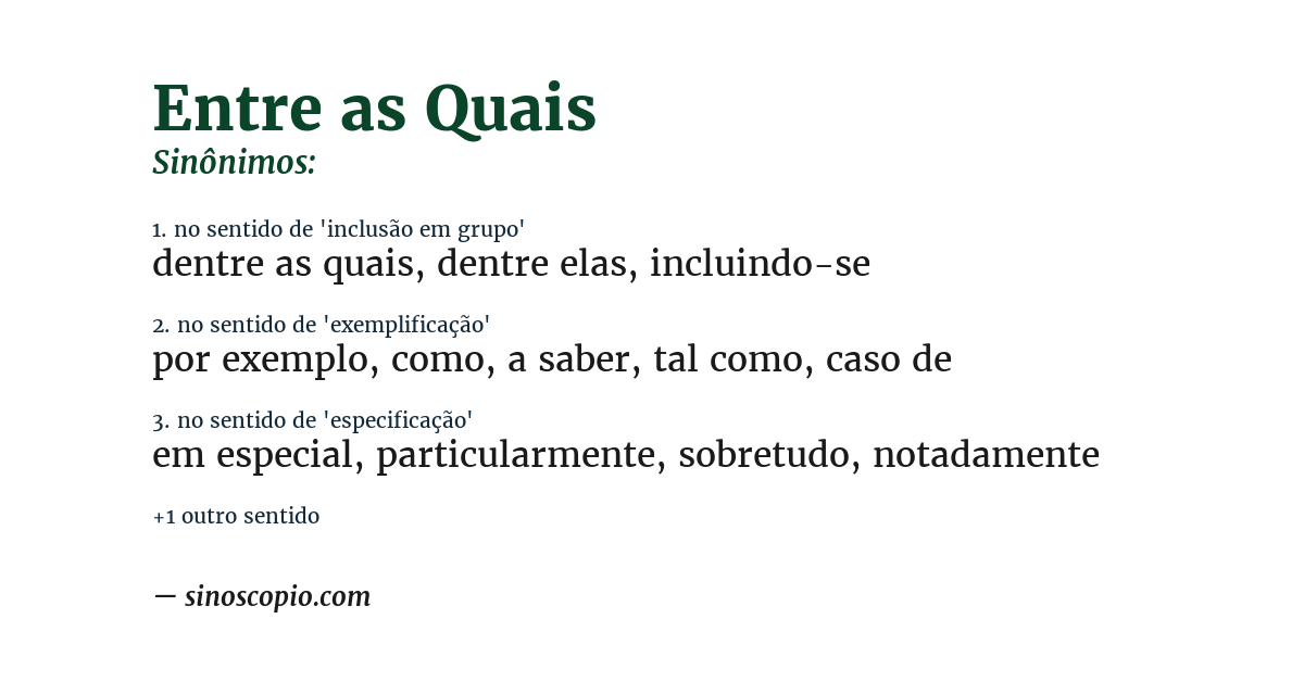 Sinônimo de entre as quais