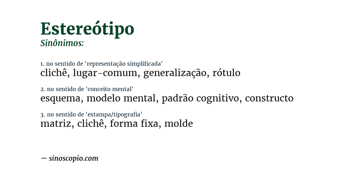 Sinônimo de estereótipo