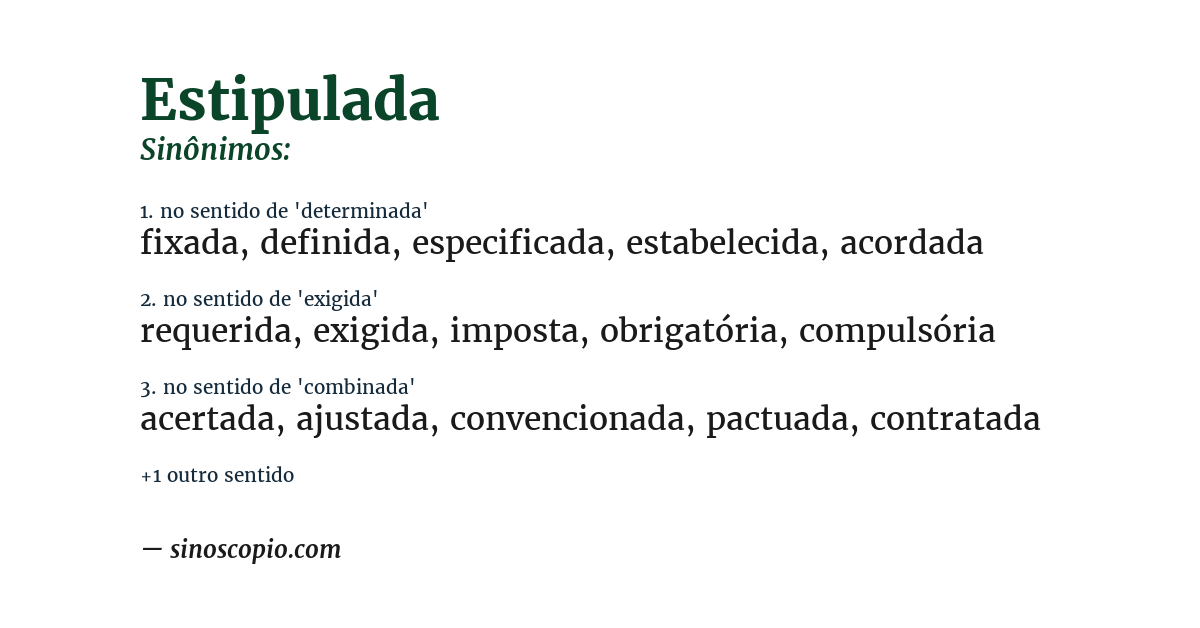 Sinônimo de estipulada