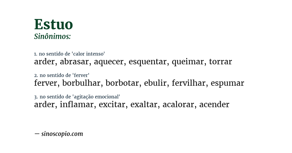 Sinônimo de estuo