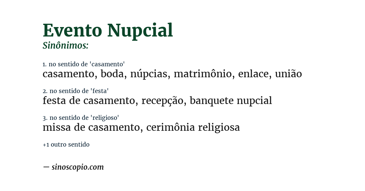 Sinônimo de evento nupcial