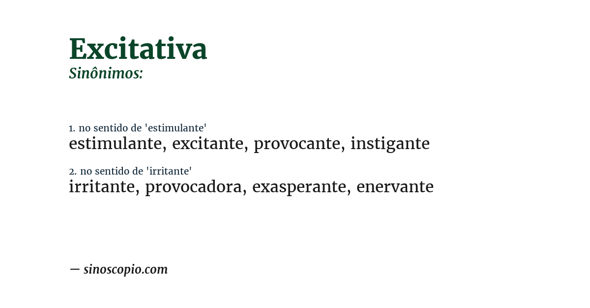 Sinônimo de excitativa