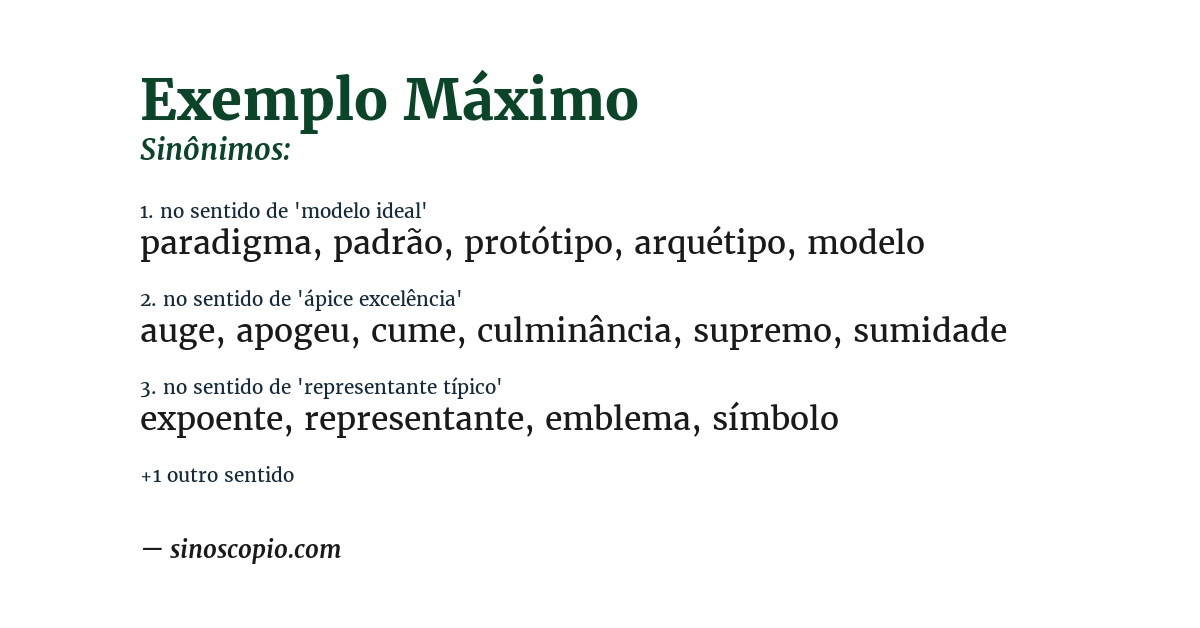 Sinônimo de exemplo máximo