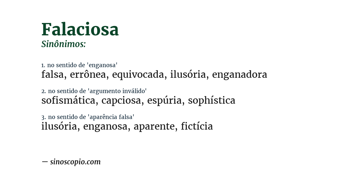 Sinônimo de falaciosa