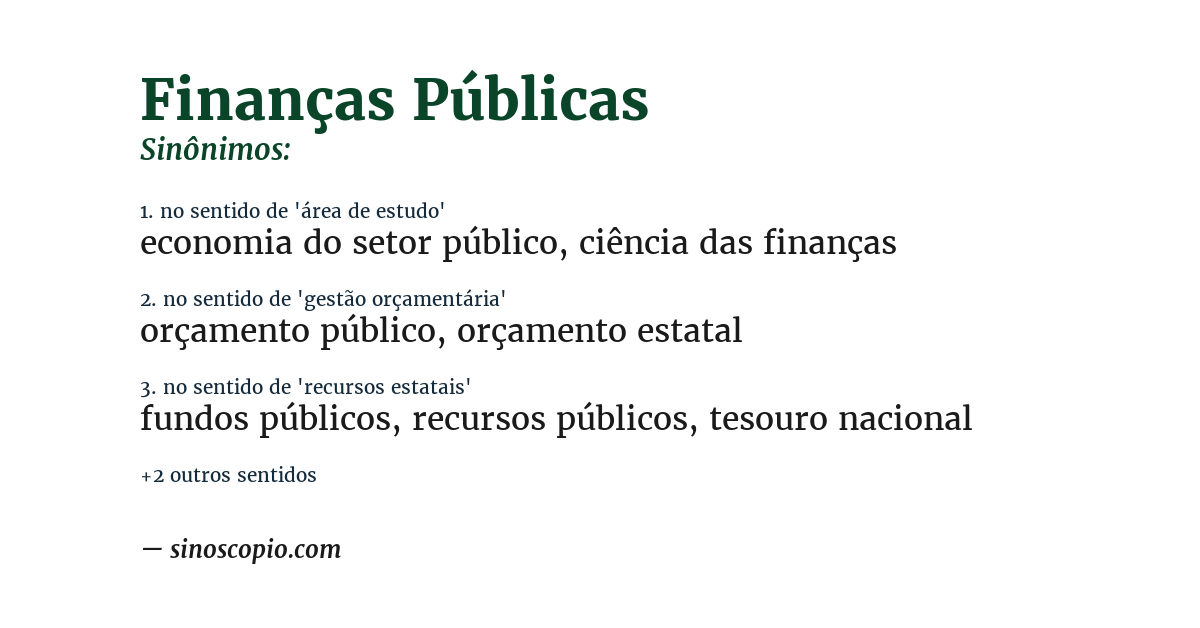 Sinônimo de finanças públicas