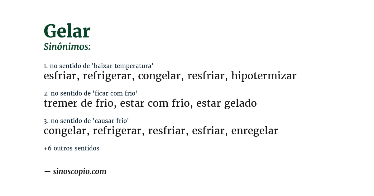 Sinônimo de gelar