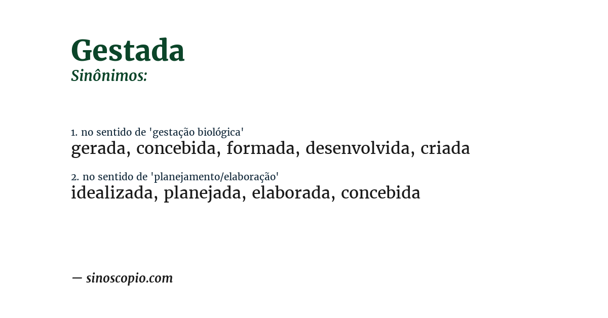 Sinônimo de gestada