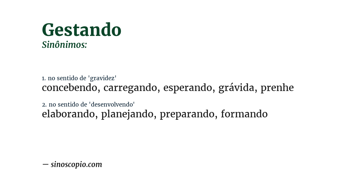 Sinônimo de gestando