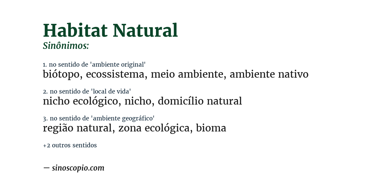 Sinônimo de habitat natural
